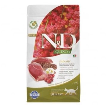 N&D Quinoa Urinary, Rață, hrană uscată fără cereale pisici, sistem urinar, 5kg