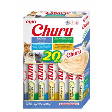 Recompense Cremoase Pisici CHURU Varieties cu Ton 20 buc Recompense Cremoase Pisici CHURU Varieties cu Ton 20 buc