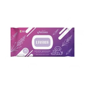 Record Lavanda, șervețele umede, câini și pisici, antibacteriene, multifuncționale, 40buc