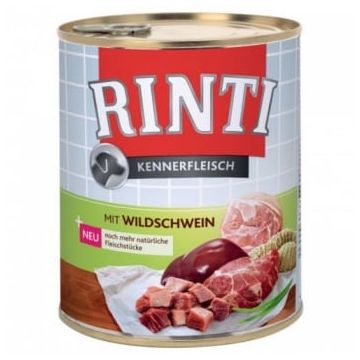 RINTI, XS-XL, Mistreț, conservă hrană umedă fără cereale câini, (în suc propriu), 800g