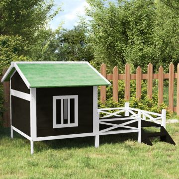 vidaXL Cușcă de câine, gri, 159x120x88,5 cm, lemn masiv pin