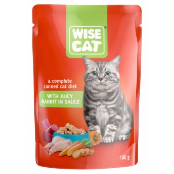 Wise cat, hrana umeda pentru pisici cu iepure in sos - 1x100 g ieftina