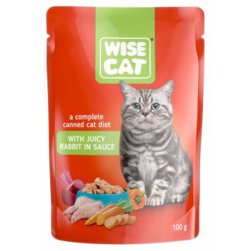 Wise cat, hrana umeda pentru pisici cu iepure in sos - 1x100 g