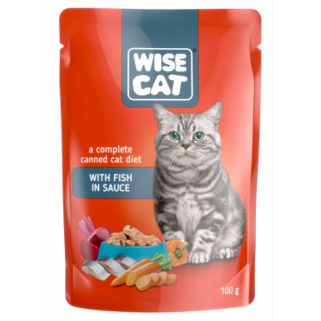 Wise cat, hrana umeda pentru pisici cu peste in sos - 100 g de firma originala