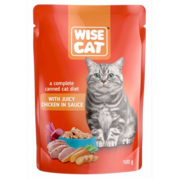 Wise cat, hrana umeda pentru pisici cu pui in sos - 24x100 g