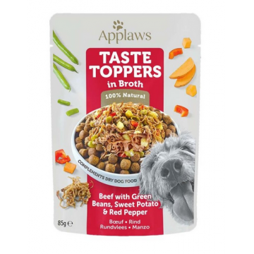 APPLAWS Dog Taste Toppers in Broth Beef, Green beans & Pepper 12 x 85 g Plicuri hrana caine, cu vita, fasole verde si ardei