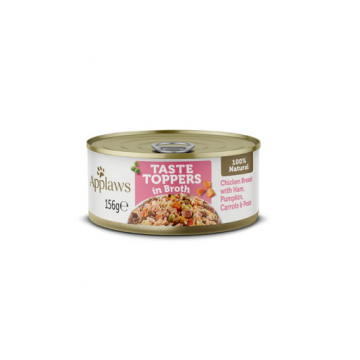 APPLAWS Dog Taste Toppers in Broth Chicken Ham, Pumpkin 12 x 156 g Hrana umeda pentru caini, cu pui, sunca si dovleac