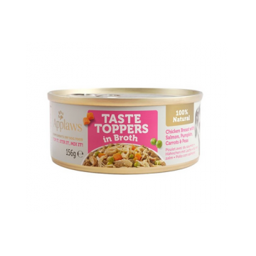 APPLAWS Dog Taste Toppers in Broth Chicken, Salmon, Pumpkin 12 x 156 g Hrana umeda caini, cu pui, somon si dovleac