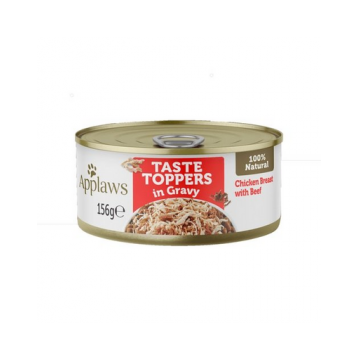 APPLAWS Dog Taste Toppers in Gravy Chicken Breast with Beef 12 x 156 g Conserve hrana caini, cu pui si vita