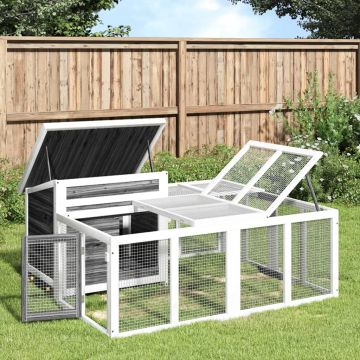 vidaXL Cușcă pentru iepuri gri 144x123x67,5 cm din lemn masiv de pin