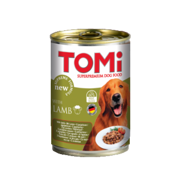 Hrana umeda pentru caini Tomi cu miel 400g