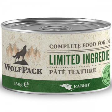 Hrana umeda pentru caini Wolfpack LTD Adult Iepure 150g