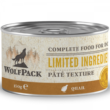 Hrana umeda pentru caini Wolfpack LTD Adult Prepelita 150g