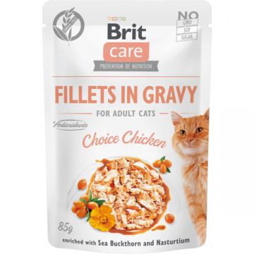 Hrana umeda pentru pisici Brit Care Cat Fileuri de pui in sos 85g