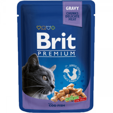 Hrana umeda pentru pisici Brit Premium cu carne de cod 100g