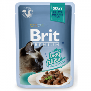 Hrana umeda pentru pisici Brit Premium cu file de vita in sos 85 g