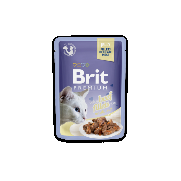 Hrana umeda pentru pisici Brit Premium cu muschi de vita in aspic 85g