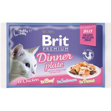 Hrana umeda pentru pisici Brit Premium Dinner plate jelly set 4 plicuri X 85 g