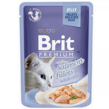 Hrana umeda pentru pisici Brit Premium File de somon in aspic 85g ieftina