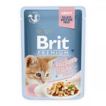 Hrana umeda pentru pisici Brit Premium Kitten cu file de pui in sos 85 g