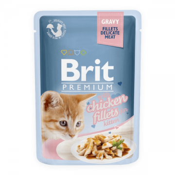 Hrana umeda pentru pisici Brit Premium Kitten cu file de pui in sos 85 g ieftina