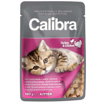 Hrana umeda pentru pisici Calibra Junior Curcan si pui in sos 100g ieftina