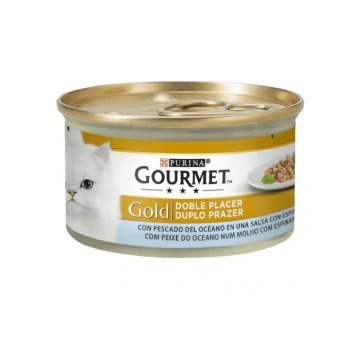 Hrana umeda pentru pisici Gourmet Gold Peste Oceanic si Spanac 85g
