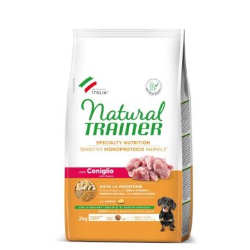 Hrana Uscata Caini, Natural Trainer, Dog Mini Adult Sensitive No Gluten, Iepure, 2 kg