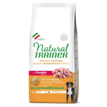 Hrana Uscata Caini, Natural Trainer, Sensitive No Gluten Medium-Maxi Adult, Iepure, 12 kg