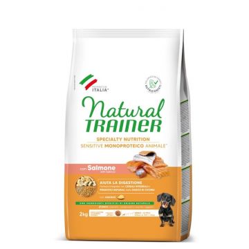 Hrana Uscata Caini, Natural Trainer, Sensitive No Gluten Mini & Toy Adult, Somon, 2 kg