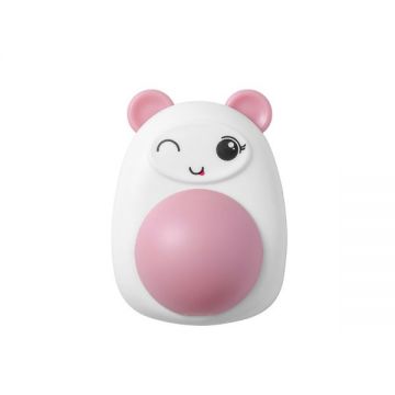 Jucarie interactiva Model Ursulet pentru pisicute cu minge rotativa 360° din iarba Catnip, 4.3 x 6 cm, Roz