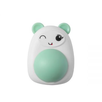 Jucarie interactiva Model Ursulet pentru pisicute cu minge rotativa 360° din iarba Catnip, 4.3 x 6 cm, Verde