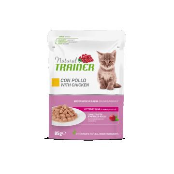 Natural Trainer, Kitten & Young cu Bucati de Pui in Sos, 85 g ieftina