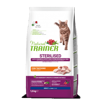 Natural Trainer, Pisica Adulta Sterilizata cu Curcan, 1.5 kg la reducere