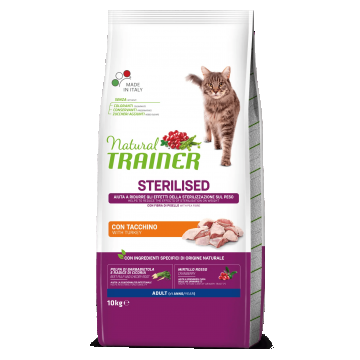 Natural Trainer, Pisica Adulta Sterilizata cu Curcan, 10 kg ieftina