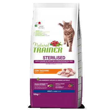 Natural Trainer, Pisica Adulta Sterilizata cu Curcan, 10 kg la reducere