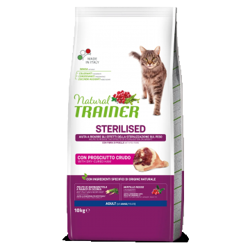 Natural Trainer, Pisica Adulta Sterilizata cu Prosciutto Crudo, 10 kg la reducere