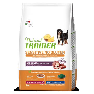 Natural Trainer, Sensitive No Gluten Medium Maxi Adult, Rata, 3 kg