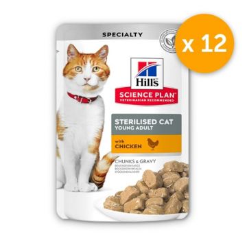 Pachet Plicuri Hill s SP Feline Young Adult Sterilised Chicken 12x85 gr