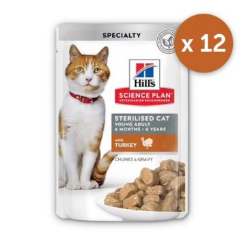 Pachet Plicuri Hill s SP Feline Young Adult Sterilised Turkey 12x85 gr