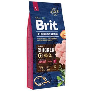 Hrana Uscata Caini BRIT PREMIUM by Nature Junior Talie Mare 15kg