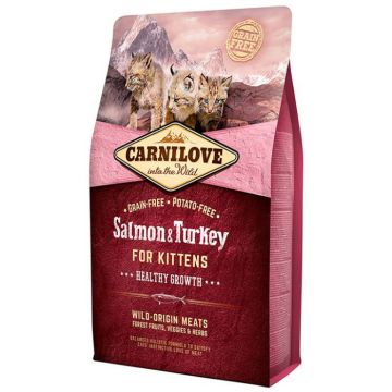 Hrana Uscata Pisici CARNILOVE Grain Free Kittens cu Somon si Curcan 6kg