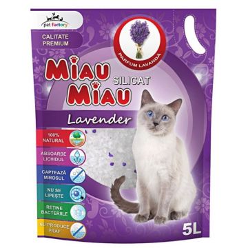 Nisip Pisici MIAU MIAU Lavanda Silicat 5L