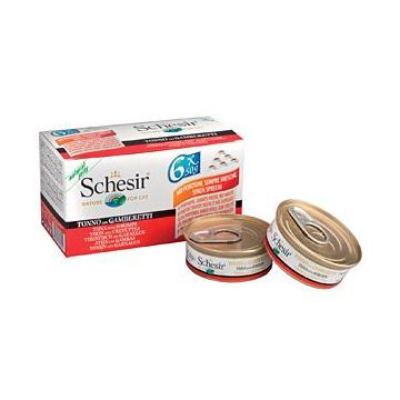 Pachet Conserve SCHESIR Cat Ton si Creveti 6x50g