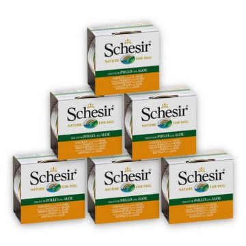 Pachet Conserve SCHESIR Dog Pui si Aloe 6x150g
