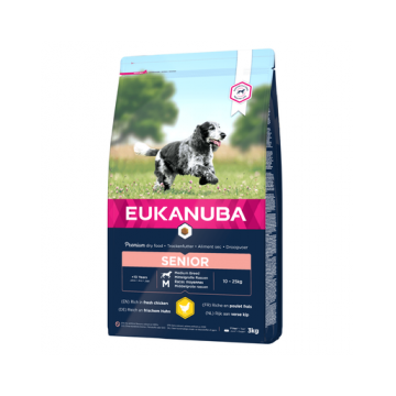 EUKANUBA Caring Senior Medium Breed hrana uscata caini seniori talie medie, bogat in pui 3kg