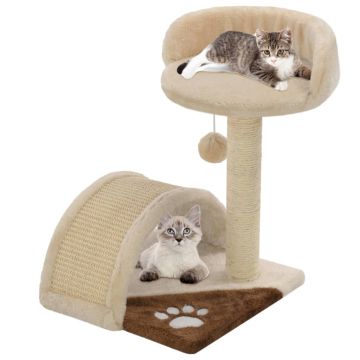 vidaXL Ansamblu pisici cu stâlpi funie sisal, bej și maro, 40 cm