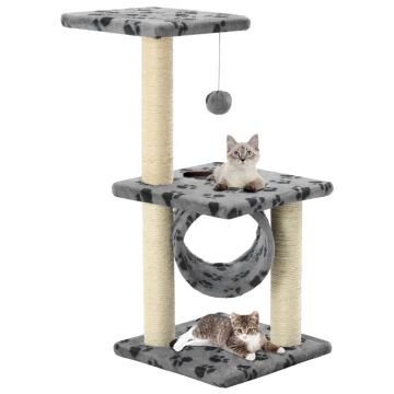 vidaXL Ansamblu pisici cu stâlpi funie sisal gri 65 cm imprimeu lăbuțe