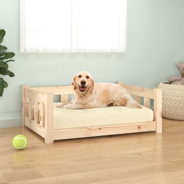 vidaXL Pat de câini, 75,5x55,5x28 cm, lemn masiv de pin