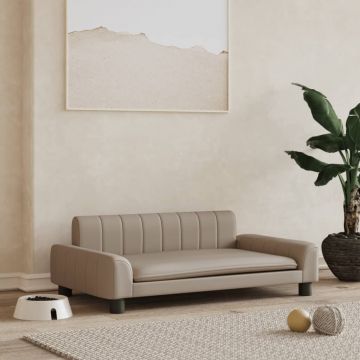 vidaXL Pat de câini, cappuccino, 90x53x30 cm, piele ecologică